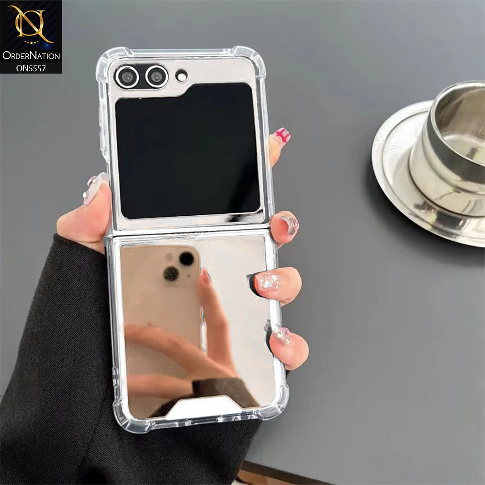 Samsung Galaxy Z Flip 6 Cover - Silver - Elegant Ultra Thin Mirror Shockproof Mirror Case