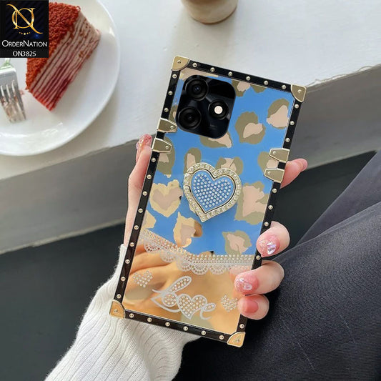Tecno Spark 10C Cover - Design 4 - Heart Bling Diamond Glitter Soft TPU Trunk Case With Ring Holder