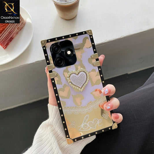 Tecno Spark 10C Cover - Design 3 - Heart Bling Diamond Glitter Soft TPU Trunk Case With Ring Holder