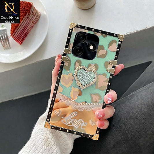 Tecno Spark 10C Cover - Design 6 - Heart Bling Diamond Glitter Soft TPU Trunk Case With Ring Holder