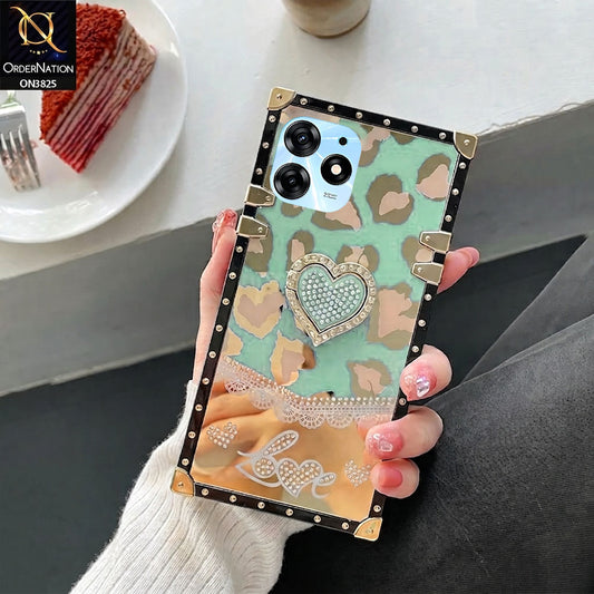 Tecno Spark 10 Pro Cover - Design 6 - Heart Bling Diamond Glitter Soft TPU Trunk Case With Ring Holder