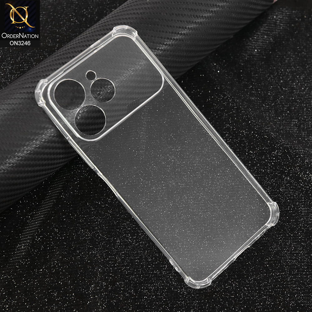 Tecno Spark 40 Cover - Transparent - Soft 4D Design Shockproof Silicone Transparent Clear Camera Protection Case