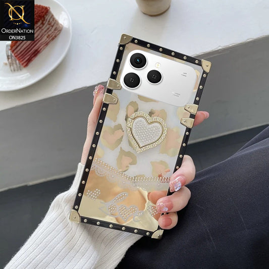 Tecno Spark 40 Cover - Design 2 - Heart Bling Diamond Glitter Soft TPU Trunk Case With Ring Holder
