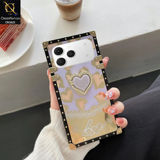 Tecno Spark 40 Cover - Design 3 - Heart Bling Diamond Glitter Soft TPU Trunk Case With Ring Holder