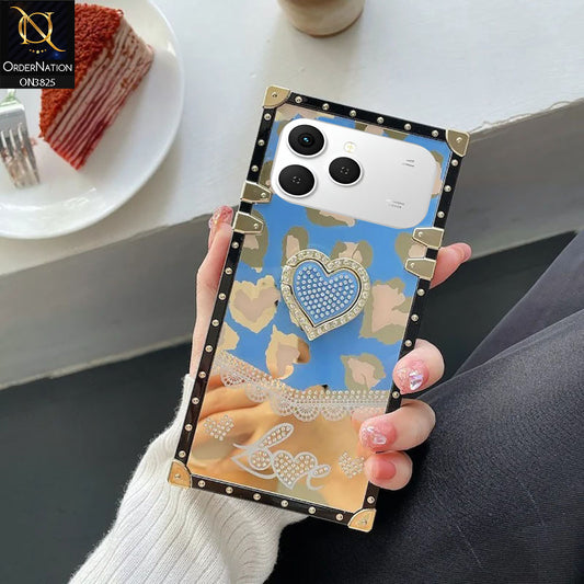 Tecno Spark 40 Cover - Design 4 - Heart Bling Diamond Glitter Soft TPU Trunk Case With Ring Holder