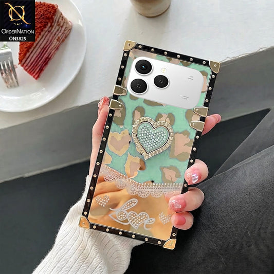 Tecno Spark 40 Cover - Design 6 - Heart Bling Diamond Glitter Soft TPU Trunk Case With Ring Holder