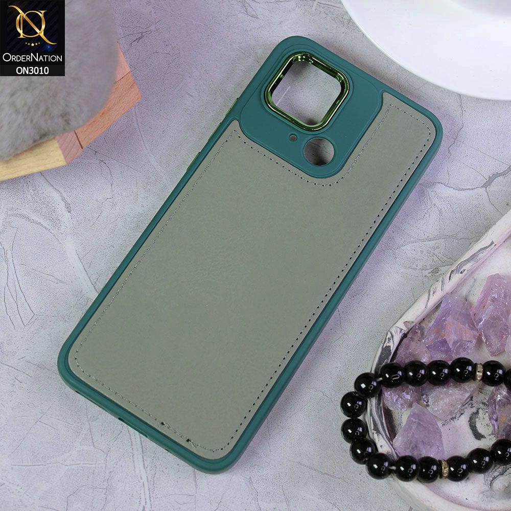 Xiaomi Redmi 10C Cover - Green - New Electroplated Camera Ring Leather Texture Soft Silicone Case