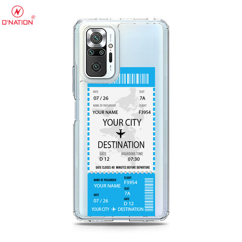 Xiaomi Redmi Note 10 Pro 4G Cover - Personalised Boarding Pass Ticket Series - 5 Designs - Clear Phone Case - Soft Silicon Borders