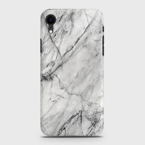 iPhone XR Cover - Matte Finish - Trendy White Floor Marble Printed Hard Case with Life Time Colors Guarantee - D2 ( Fast Delivery )