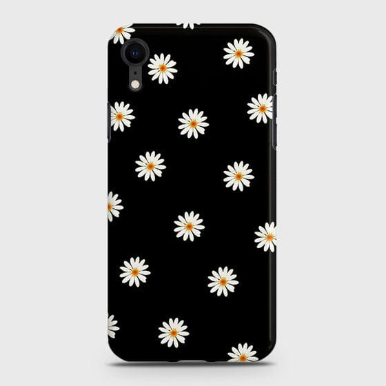 iPhone XR Cover - White Bloom Flowers with Black Background Printed Hard Case With Life Time Colors Guarantee (Fast Delivery)