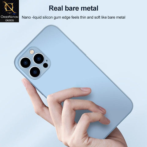 iPhone 12 Pro Max  Cover - Sierra Blue - AG Frosted Glass Soft Silicone Border MagSafe Case With Camera Lense Protection ( Magsafe Notification Enabled )