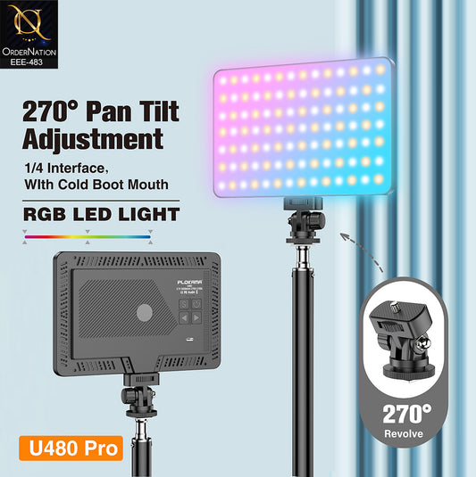 Plokama U480 Pro 20W RGB LED Professional Photography Light with 5000mAh Battery (Without Stand)