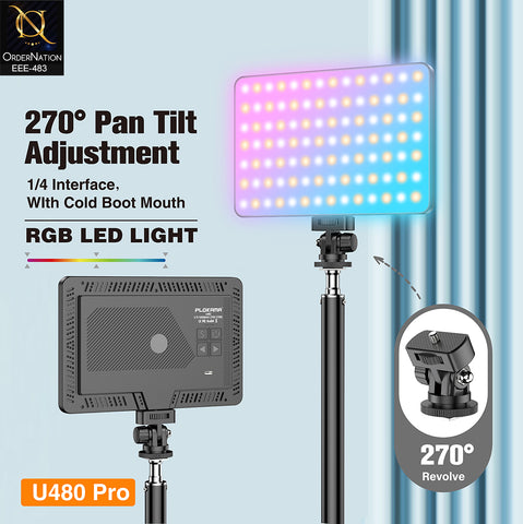 Plokama U480 Pro 20W RGB LED Professional Photography Light with 5000mAh Battery (Without Stand)