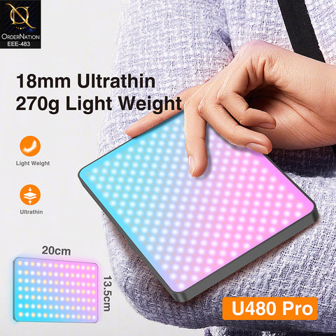 Plokama U480 Pro 20W RGB LED Professional Photography Light with 5000mAh Battery (Without Stand)