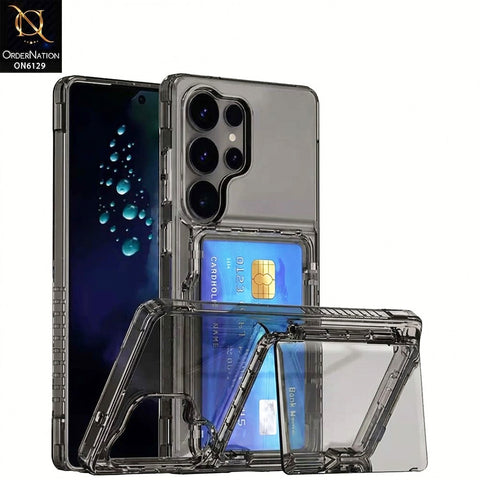Samsung Galaxy S24 Ultra Cover - Black - Slim Shockproof Case For Built-in Card Pocket Back Cover