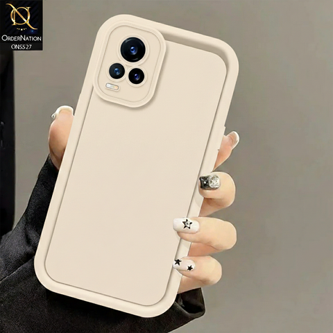 Vivo V21e Cover - Off White - Soft Silicone Case With Round Bumper Matte TPU Shockproof Cover