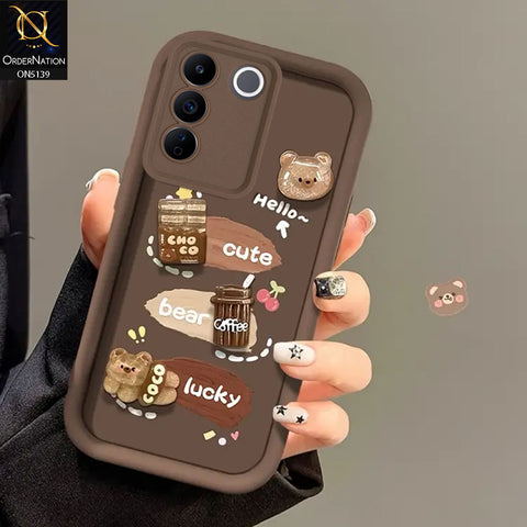 Vivo S16e - Brown - Trendy 3D Cute Cartoon And Coffee Chocolate Soft Silicon Shockproof Case With Camera Protection