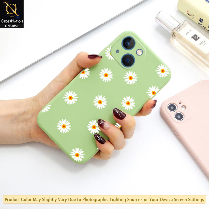 iPhone 14 cover - Daisy Series - HQ Liquid Silicone Elegant Colors Camera Protection Soft Case ( Fast Delivery )