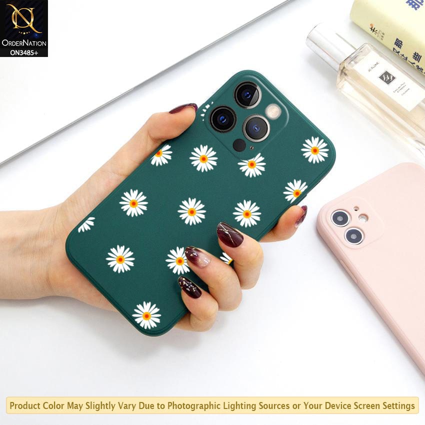 iPhone 12 Pro Max Cover - Dark Green - ONation Daisy Series - HQ Liquid Silicone Elegant Colors Camera Protection Soft Case ( Fast Delivery )