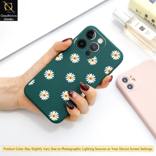 iPhone 12 Pro Max Cover - Dark Green - ONation Daisy Series - HQ Liquid Silicone Elegant Colors Camera Protection Soft Case ( Fast Delivery )