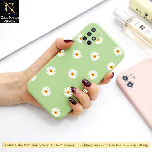 Samsung Galaxy A71 Cover - Light Green - ONation Daisy Series - HQ Liquid Silicone Elegant Colors Camera Protection Soft Case ( Fast Delivery )