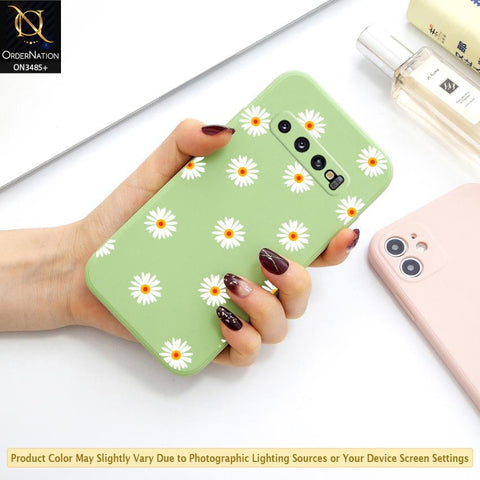 Samsung Galaxy S10 Cover - ONation Daisy Series - HQ Liquid Silicone Elegant Colors Camera Protection Soft Case(Fast Delivery)