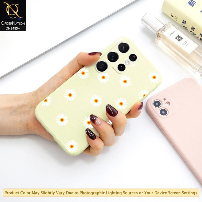 Samsung Galaxy S22 Ultra 5G Cover - ONation Daisy Series - HQ Liquid Silicone Elegant Colors Camera Protection Soft Case (Fast Delivery)