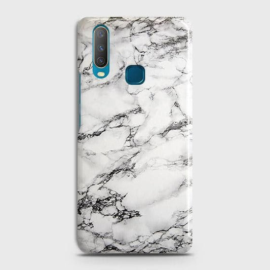 Vivo Y12 Cover - Matte Finish - Trendy Mysterious White Marble Printed Hard Case with Life Time Colors Guarantee ( Fast Delivery )