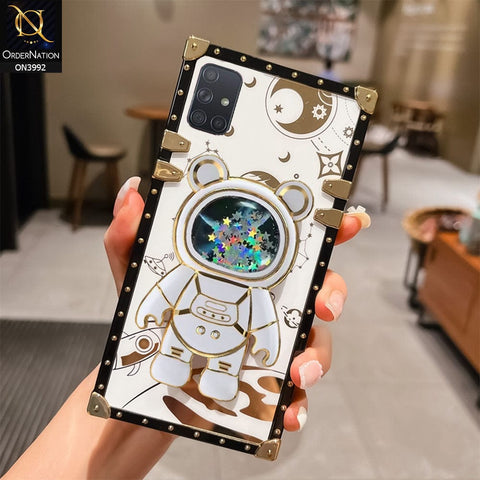 Samsung Galaxy A71 Cover - White - New Luxury Space Case With Astronode Cute Folding Stand Holder Case