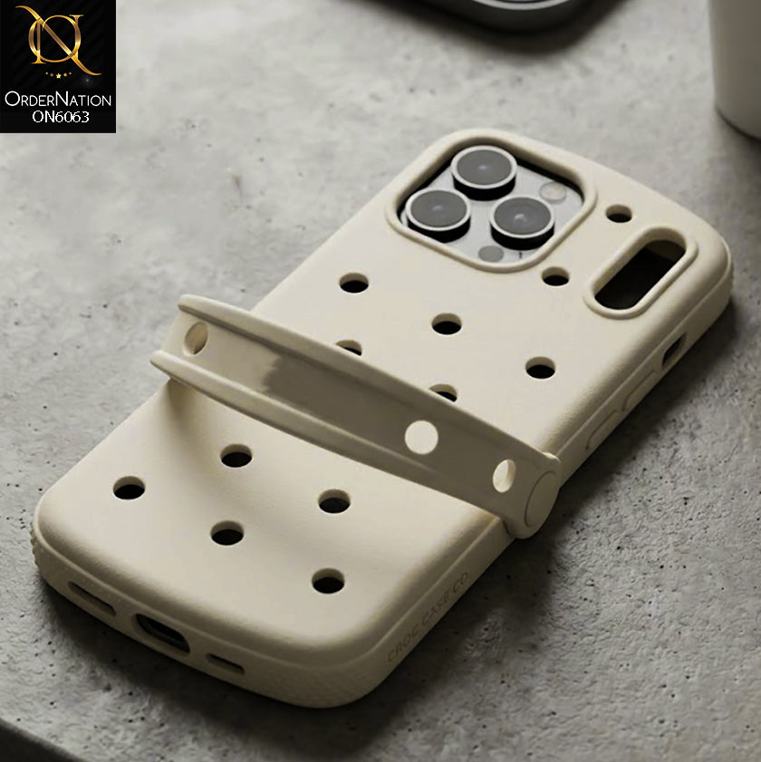 iPhone 17 Pro Max Cover - Off White -  3D Croc Shoe Style Silicone Phone Case