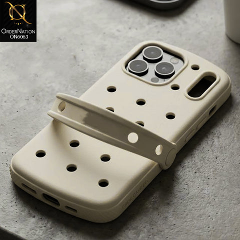 iPhone 17 Pro Max Cover - Off White -  3D Croc Shoe Style Silicone Phone Case