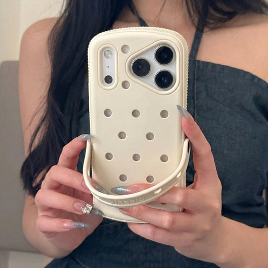 iPhone 17 Pro Max Cover - Off White -  3D Croc Shoe Style Silicone Phone Case