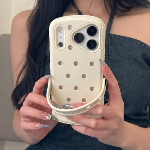 iPhone 17 Pro Max Cover - Off White -  3D Croc Shoe Style Silicone Phone Case