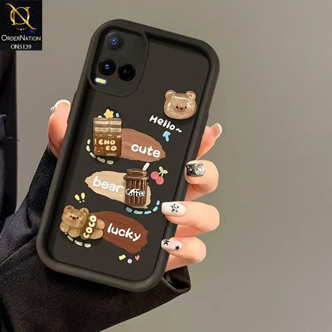 Vivo Y21a Cover - Black - Trendy 3D Cute Cartoon And Coffee Chocolate Soft Silicon Shockproof Case With Camera Protection