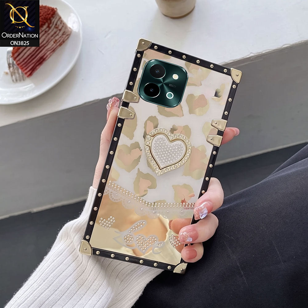 Vivo Y28 4G Cover - Design 2 - Heart Bling Diamond Glitter Soft TPU Trunk Case With Ring Holder
