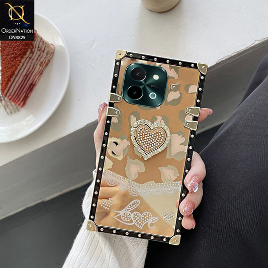 Vivo Y28 4G Cover - Design 5 - Heart Bling Diamond Glitter Soft TPU Trunk Case With Ring Holder