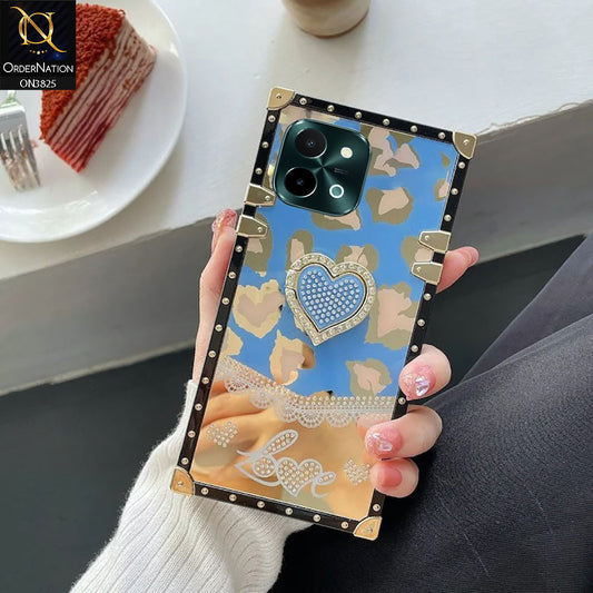 Vivo Y28 4G Cover - Design 4 - Heart Bling Diamond Glitter Soft TPU Trunk Case With Ring Holder