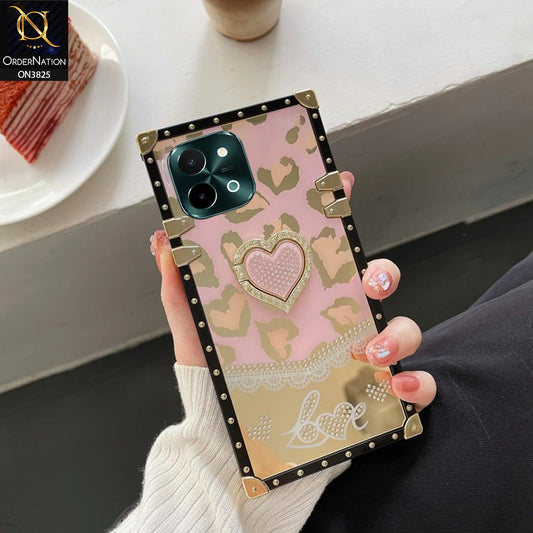 Vivo Y28 4G Cover - Design 1 - Heart Bling Diamond Glitter Soft TPU Trunk Case With Ring Holder