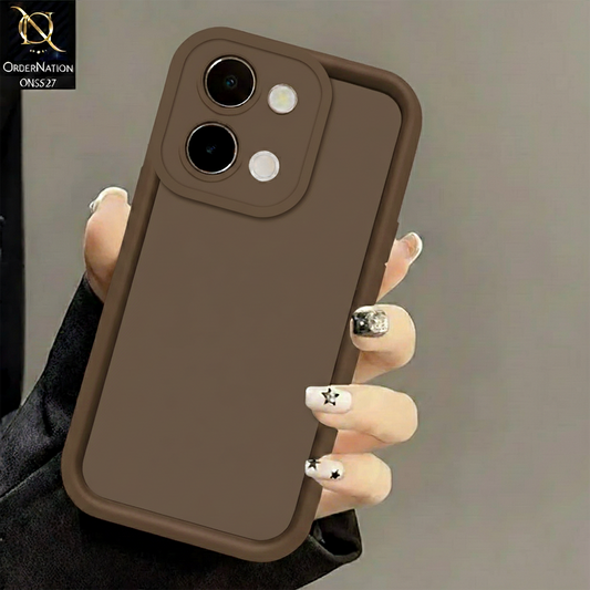 Vivo Y28 4G Cover - Brown - Soft Silicone Case With Round Bumper Matte TPU Shockproof Cover