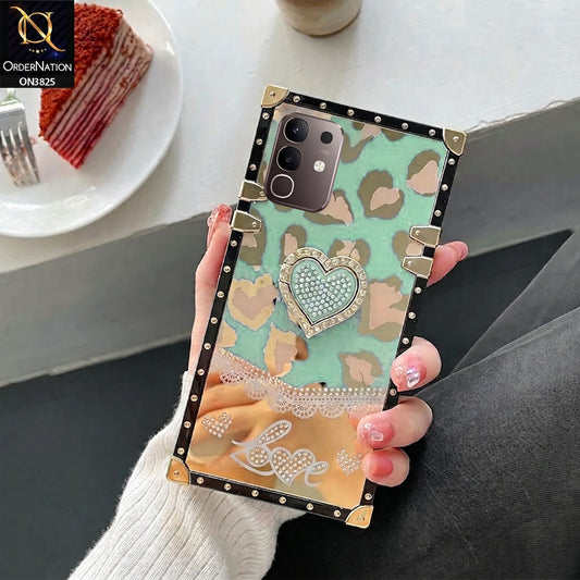Vivo Y29 4G Cover - Design 6 - Heart Bling Diamond Glitter Soft TPU Trunk Case With Ring Holder