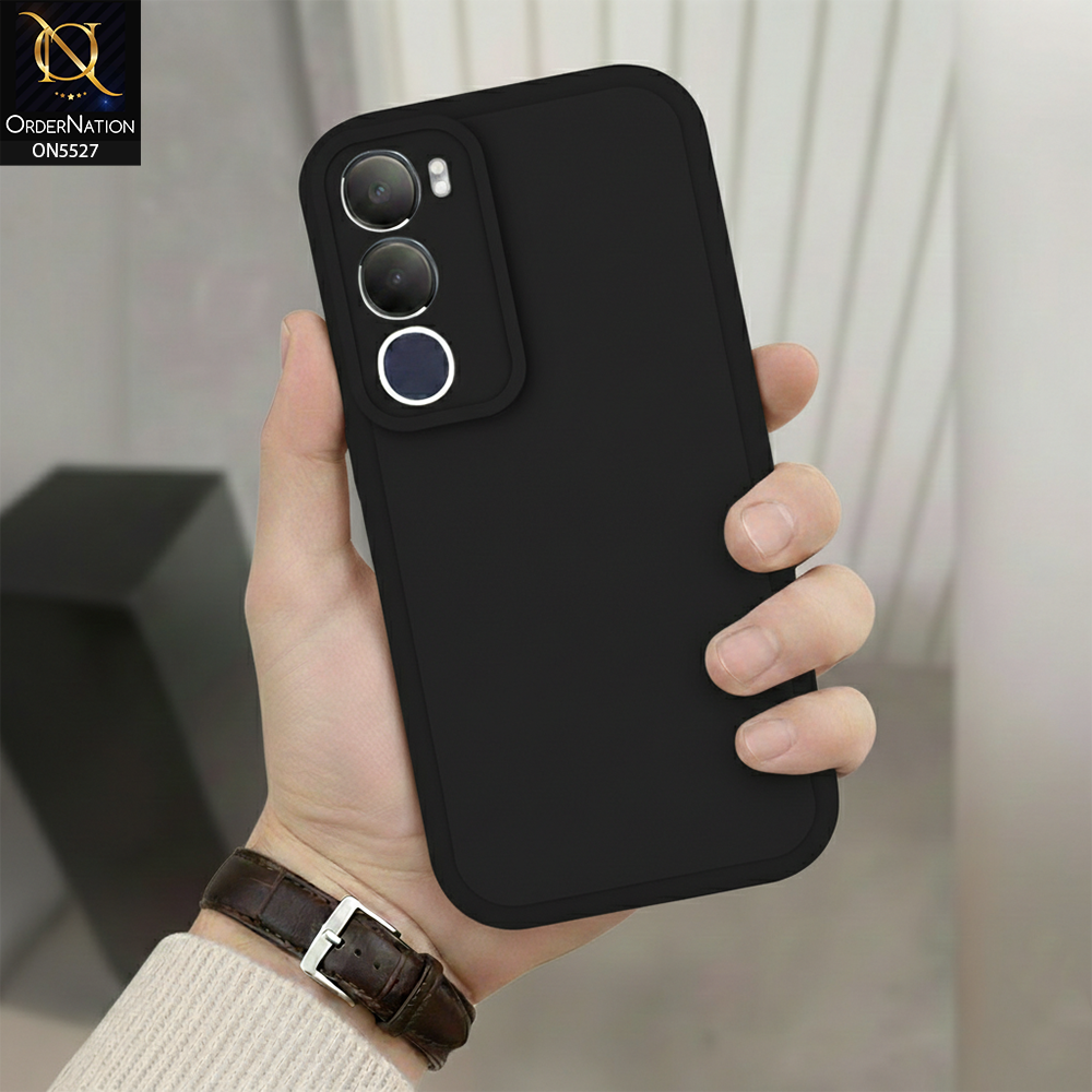 Vivo Y19s Pro Cover - Black - Soft Silicone Case With Round Bumper Matte TPU Shockproof Cover