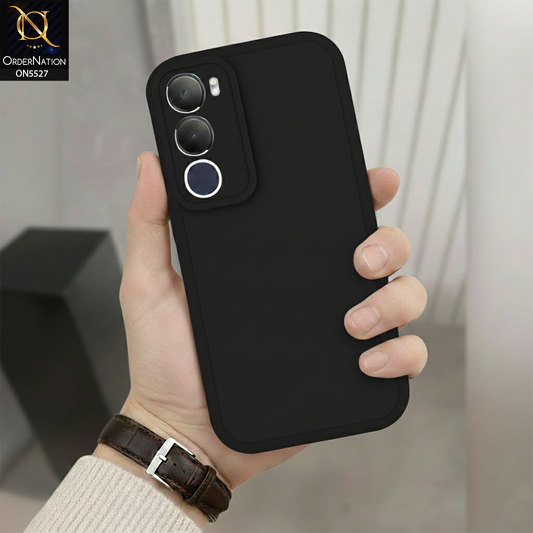 Vivo Y19s Pro Cover - Black - Soft Silicone Case With Round Bumper Matte TPU Shockproof Cover
