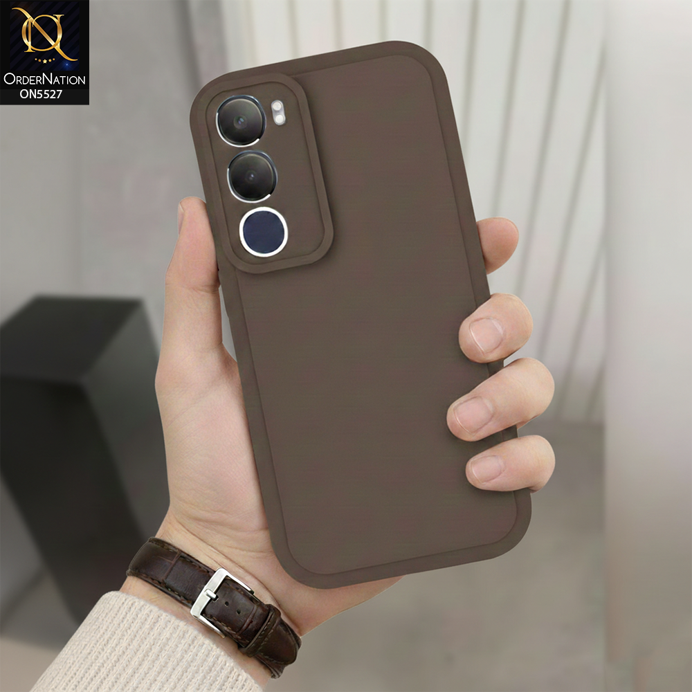 Vivo Y19s Cover - Brown -Soft Silicone Case With Round Bumper Matte TPU Shockproof Cover