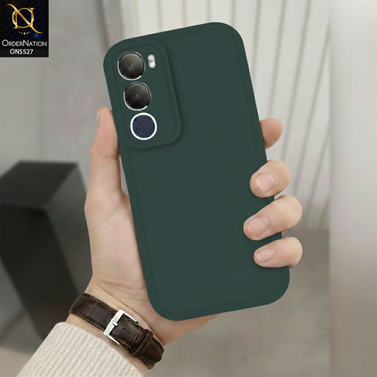 Vivo Y29 5G Cover - Dark Green - Soft Silicone Case With Round Bumper Matte TPU Shockproof Cover