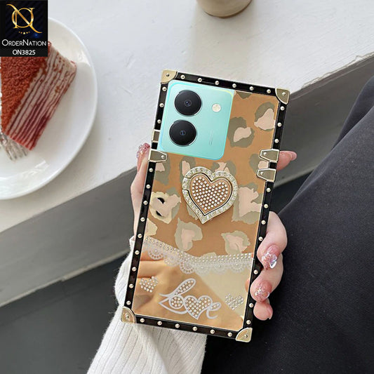 Vivo Y36 5G Cover - Design5 - Heart Bling Diamond Glitter Soft TPU Trunk Case With Ring Holder