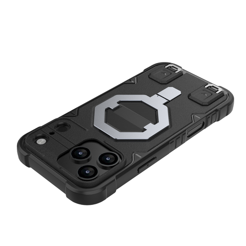 iPhone 17 Pro Max Cover - Black -  MagSafe Compatible Case with Kickstand Ring Holder TPU Shockproof