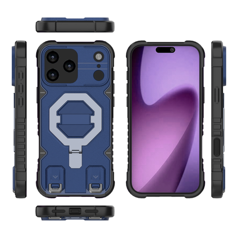 iPhone 17 Pro Max Cover - Blue -  MagSafe Compatible Case with Kickstand Ring Holder TPU Shockproof