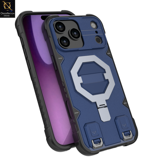 iPhone 17 Pro Max Cover - Blue -  MagSafe Compatible Case with Kickstand Ring Holder TPU Shockproof
