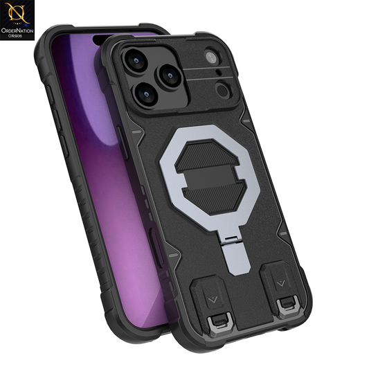 iPhone 17 Pro Max Cover - Black -  MagSafe Compatible Case with Kickstand Ring Holder TPU Shockproof