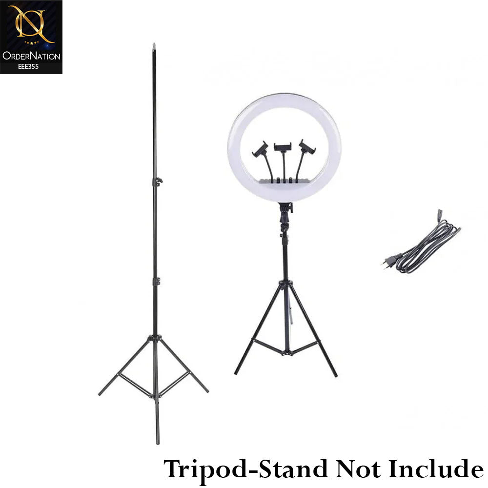 MF-40 LED Filling Lamp White – Beauty Ring Light with 3 Phone Holders for Live Streaming, Makeup, Photography & Video Recording
